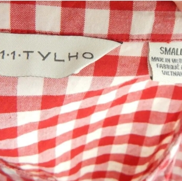 11.1 Tylho Anthropologie Red Check Top - Picture 2 of 3